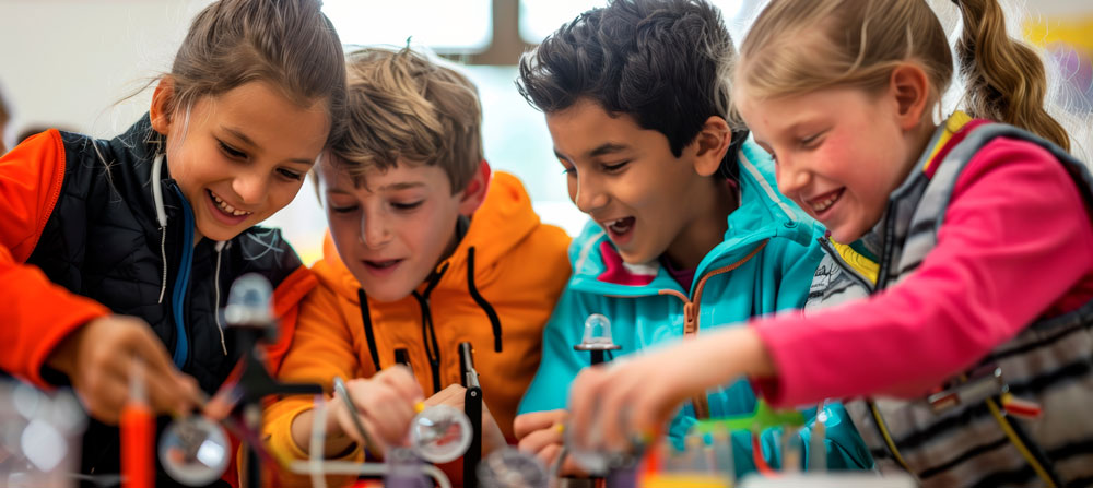 epanouissement-scolaire Enfants qui font une activité à l'acole dans la bonne humeur